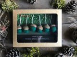 Felted Wool Acorn Ornaments, set of 6, Pine Green