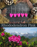 Felted wool hearts, set of 5, Rhododendron Pink