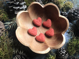 Felted wool hearts, set of 5, Salmonberry Orange