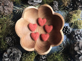 Felted wool hearts, set of 5, Salmonberry Orange