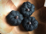 Felted wool pumpkins, set of 3, Raven Black