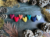 Felted wool hearts, set of 100, Amanita Red