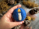 Round ornament, Lake Blue w/ Candle