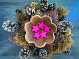 Felted wool stars, set of 5, Rhododendron Pink