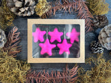 Wool star ornaments, set of 5, Rhododendron Pink