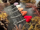 Wool heart ornaments, set of 5, Sunrise Gradient