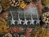 Wool star ornaments, set of 5, Raincloud Blue