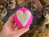 Round ornament, Rhododendron Pink w/ Heart