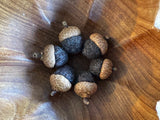 Felted wool acorns, set of 6, Morel Brown