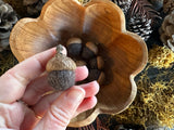 Felted wool acorns, set of 6, Morel Brown