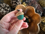 Felted wool acorns, set of 6, Pine Green