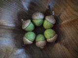 Felted wool acorns, set of 6, Fern Green