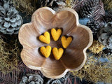 Felted wool hearts, set of 5, Honeycomb Orange