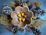 Felted wool hearts, set of 5, Honeycomb Orange
