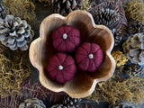 Felted wool pumpkins, set of 3, Marionberry Red