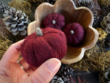 Felted wool pumpkins, set of 3, Marionberry Red