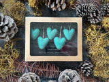 Wool heart ornaments, set of 5, Jasper Green