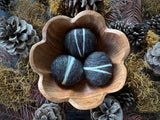 Felted wool pebbles, set of 3, Starling Black