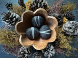Felted wool pebbles, set of 3, Starling Black
