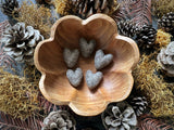 Felted wool hearts, set of 5, Morel Brown