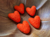 Felted wool hearts, set of 5, Sunstone Orange