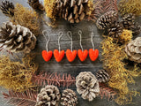 Wool heart ornaments, set of 5, Sunstone Orange
