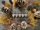 Wool heart ornaments, set of 5, Morel Brown