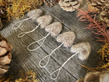 Wool heart ornaments, set of 5, Morel Brown