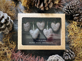 Wool heart ornaments, set of 5, Morel Brown