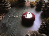 Round ornament, Marionberry Red w/ Coffee Cup