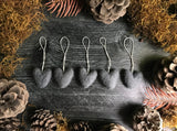 Wool heart ornaments, set of 5, Raincloud Blue