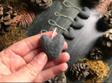 Wool heart ornaments, set of 5, Raincloud Blue