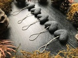 Wool heart ornaments, set of 5, Raincloud Blue
