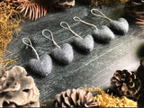 Wool heart ornaments, set of 5, Raincloud Blue