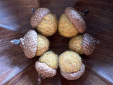 Felted wool acorns, set of 6, Maple Leaf Yellow