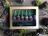 Felted Wool Acorn Ornaments, set of 6, Sunset Purple