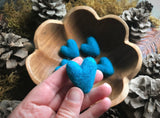 Felted wool hearts, set of 5, Midday Blue