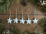Wool star ornaments, set of 5, Morning Blue