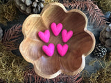 Felted wool hearts, set of 5, Rhododendron Pink