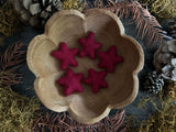 Felted wool stars, set of 5, Marionberry Red