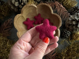 Felted wool stars, set of 5, Marionberry Red