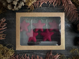 Wool star ornaments, set of 5, Marionberry Red