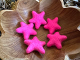 Felted wool stars, set of 5, Rhododendron Pink