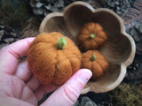 Felted wool pumpkins, set of 3, Fox Brown