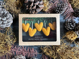 Wool heart ornaments, set of 5, Honeycomb Orange