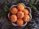 Felted wool pumpkins, set of 25, Salamander Orange