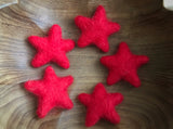 Felted wool stars, set of 5, Amanita Red