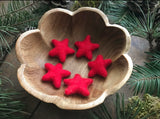 Felted wool stars, set of 5, Amanita Red
