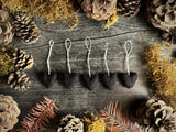 Wool heart ornaments, set of 5, Raven Black