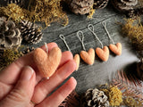 Wool heart ornaments, set of 5, Sunrise Orange